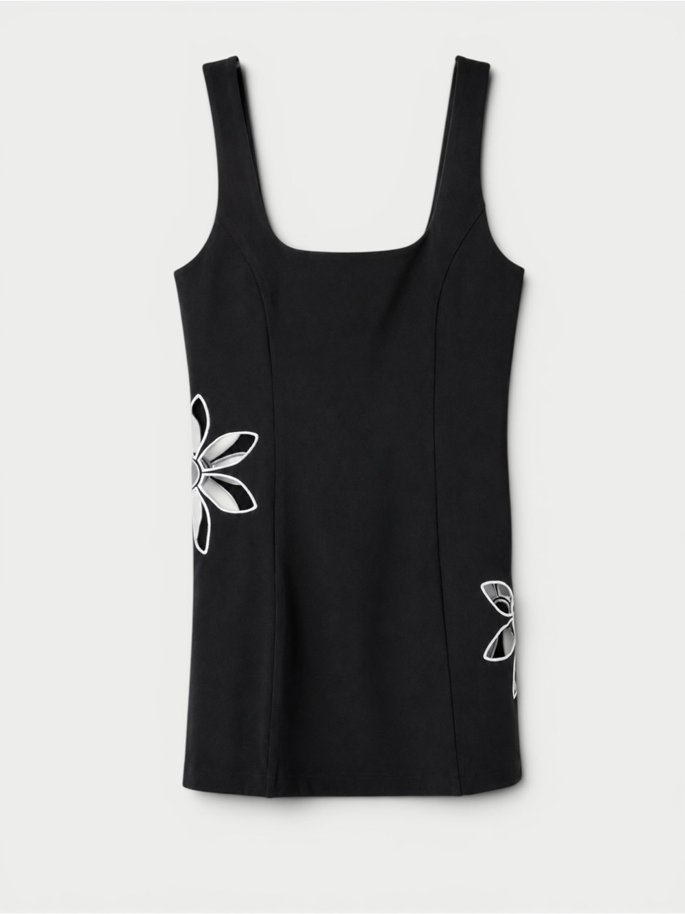 NWT Rumored Twiggy Mini Dress Black Floral Cutout Square Neck Size Small